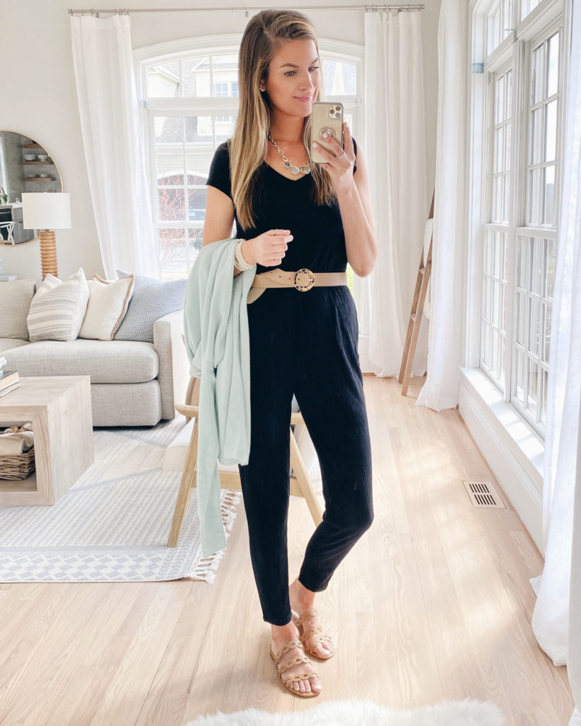 pleated black jumpsuit 