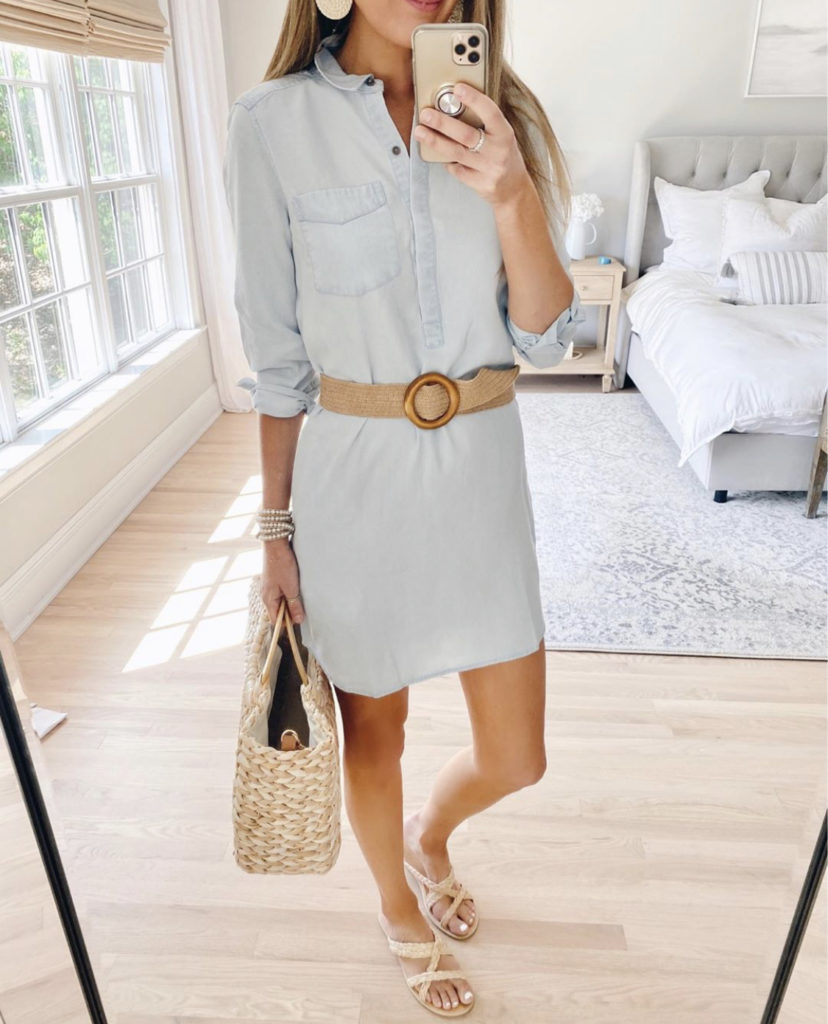 blue tencel shirt dress with woven belt - popular amazon fashion on pinteresting plans blog