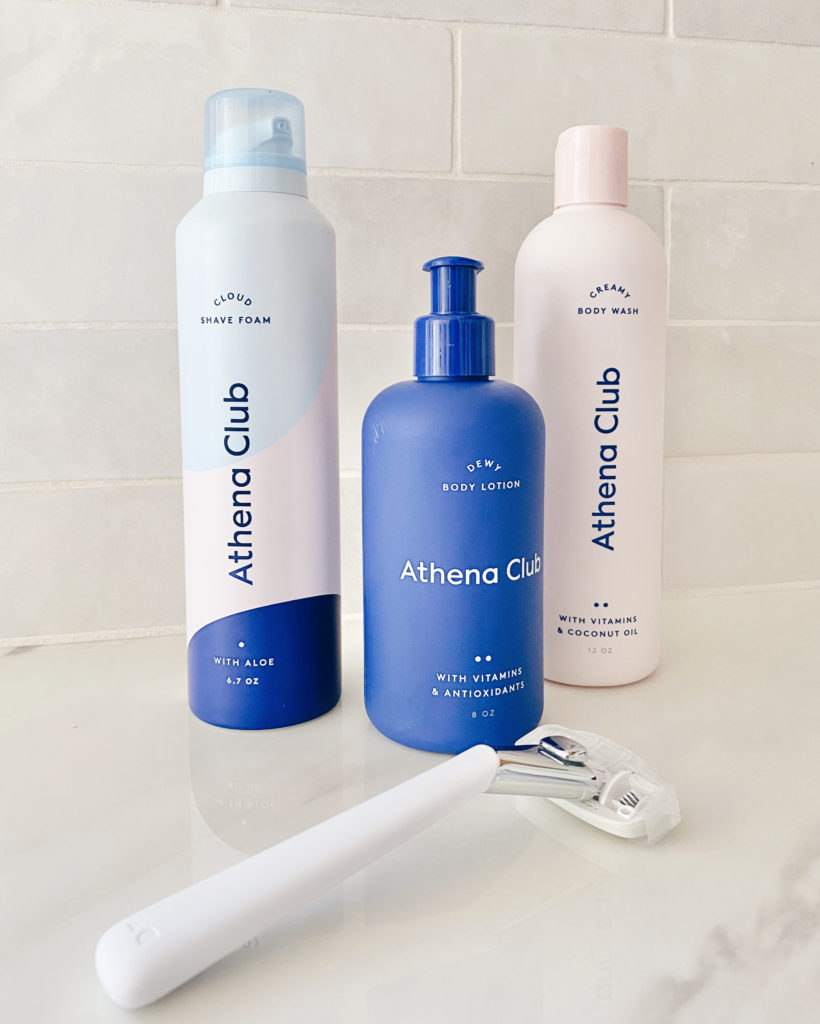 athena club body wash shaving foam and dewy body lotion