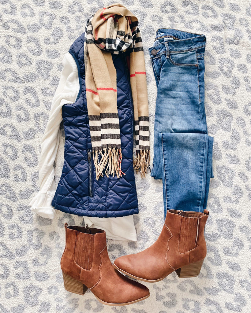 affordable burberry inspired scarf new england fall casual outfit