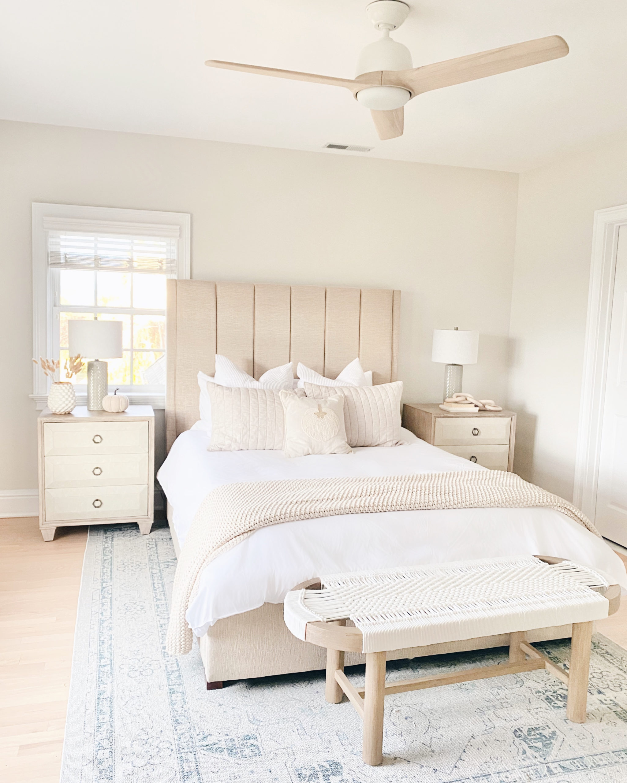 8 foot by 10 foot area rug under queen bed