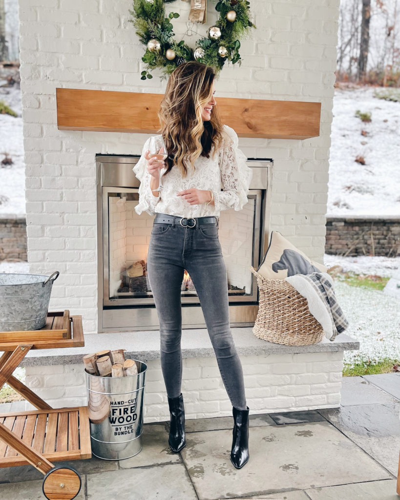 holiday fashion trends 2020 - lace ruffle sleeve top