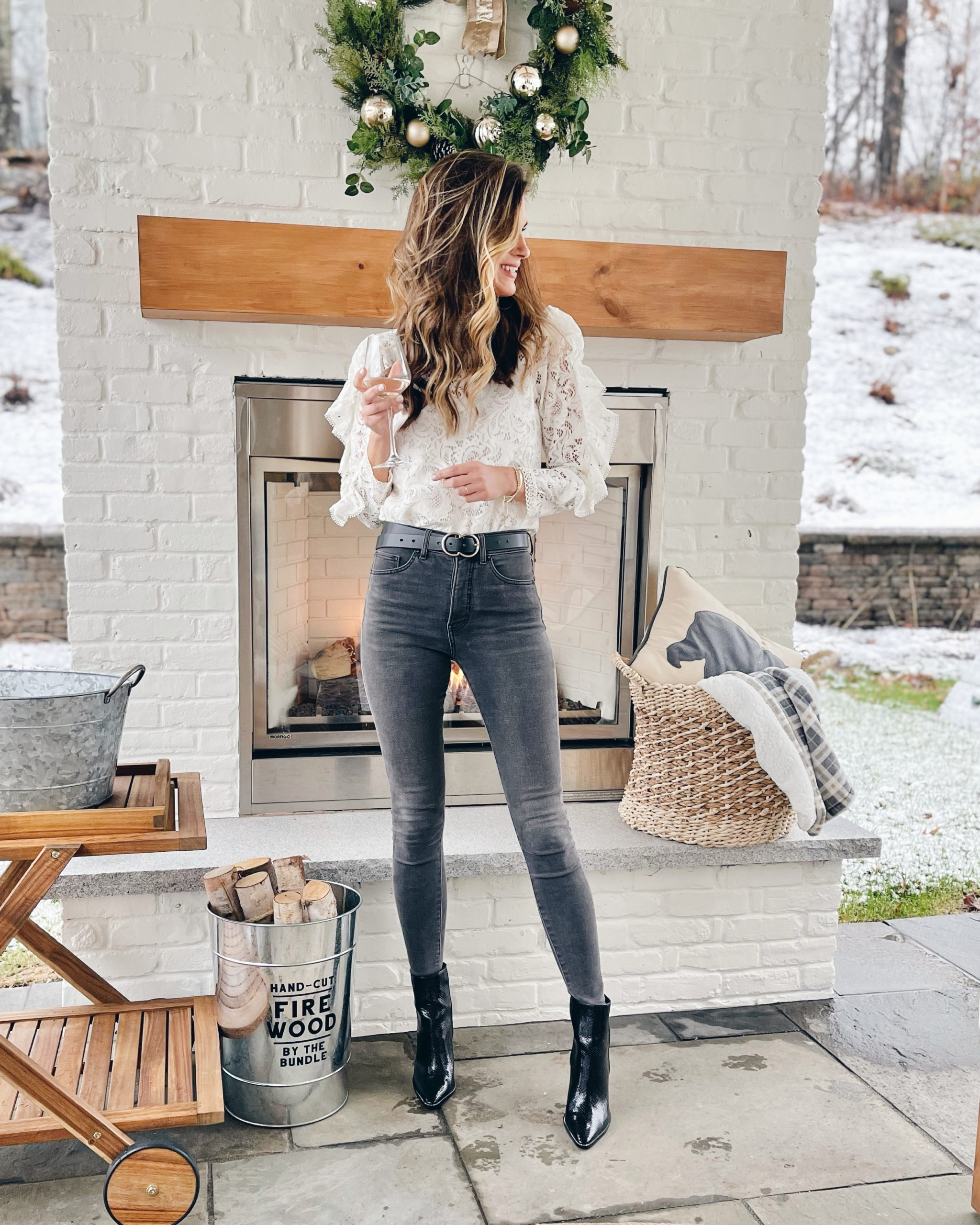 holiday fashion trends 2020 - lace ruffle sleeve top