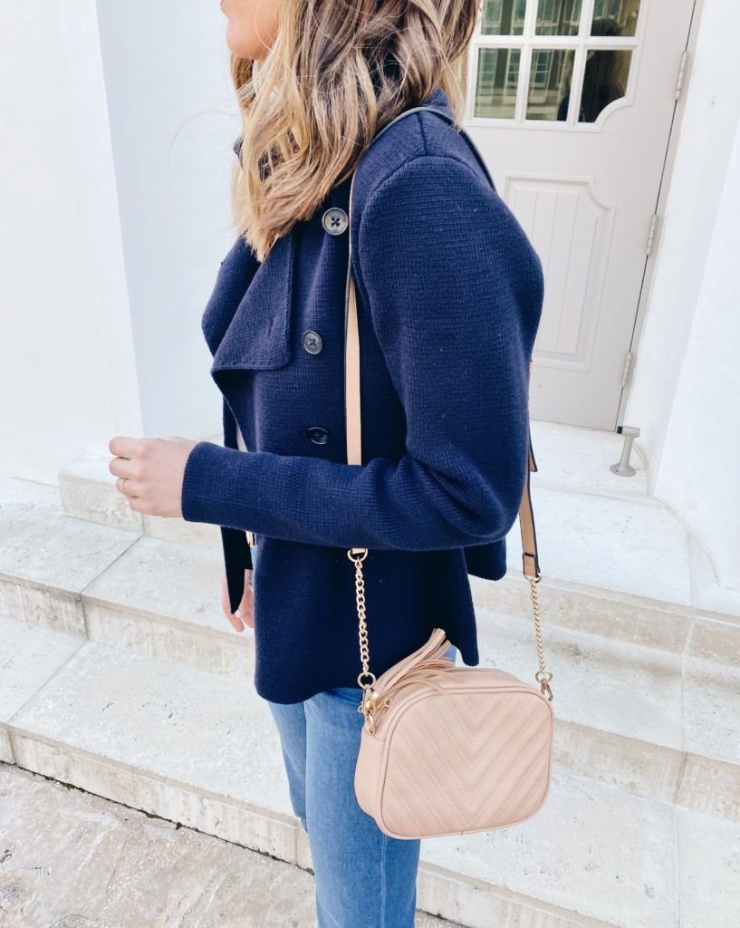 navy double breasted peplum jacket