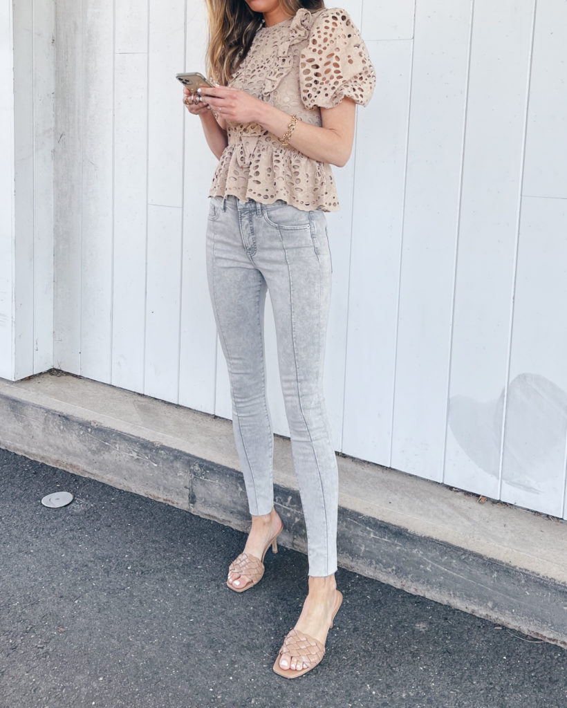 styling express mid rise gray raw hem skinny jeans in 2021