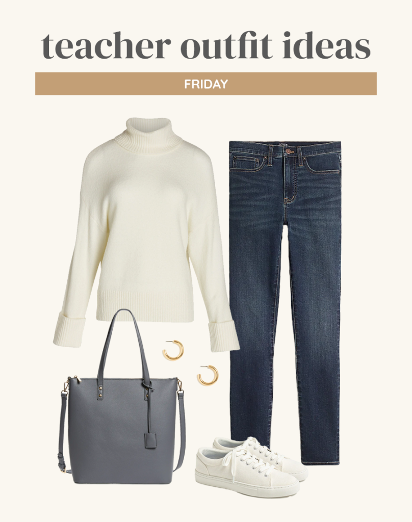 casual friday outfit idea for teachers with jeans