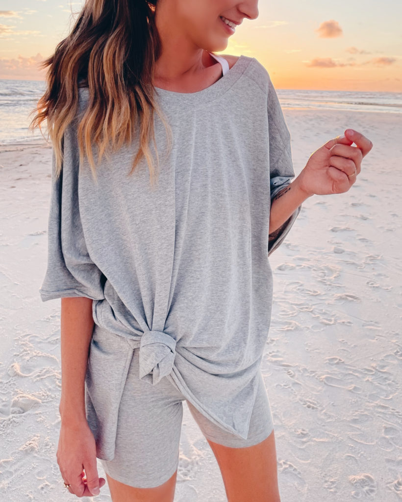 free people hot shot reversible heather gray set