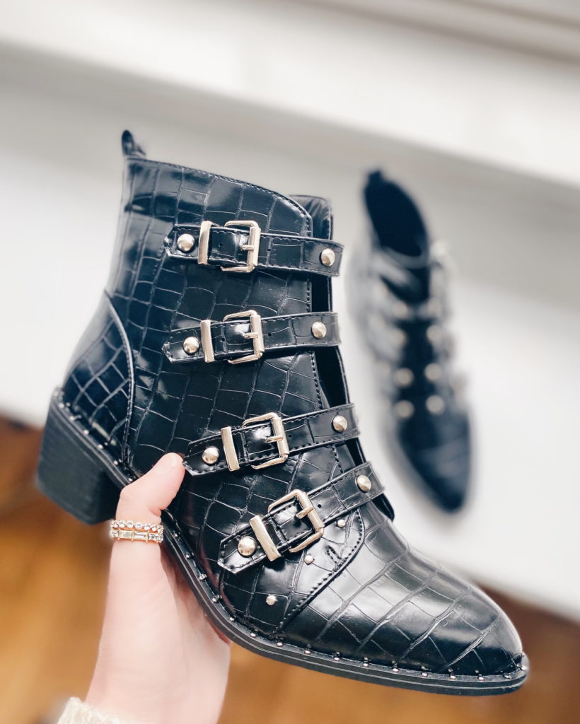 moto booties for winter leather leggings outfit 