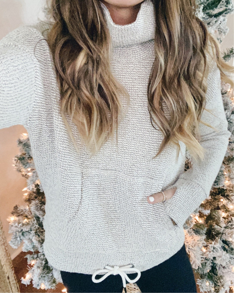 nordstrom sweaty betty boucle funnel neck drawstring pullover