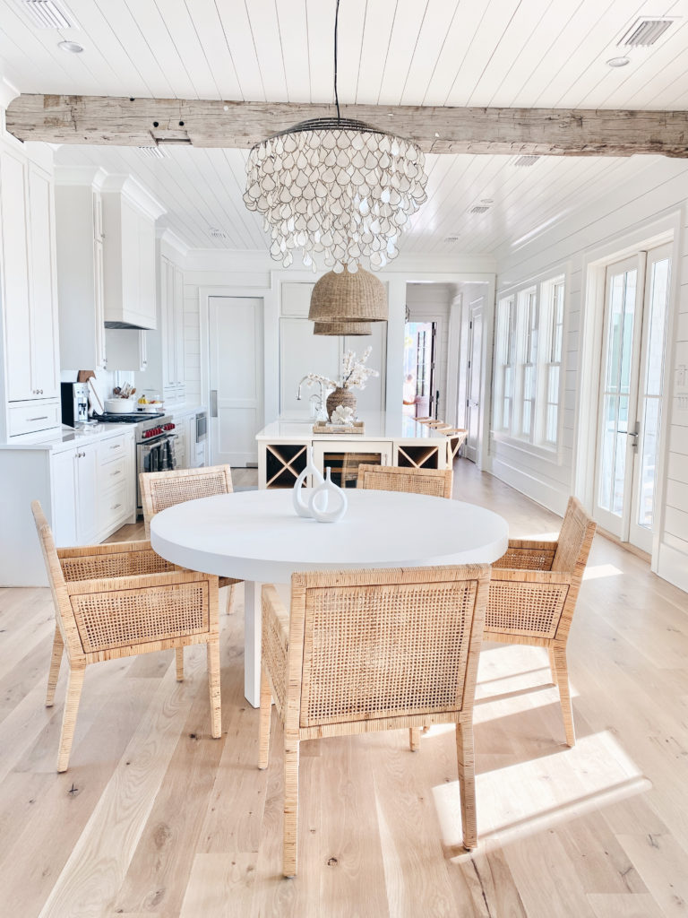 neutral modern coastal kitchen dining room