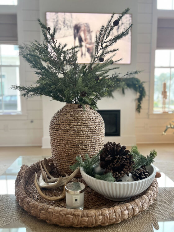 cozy holiday christmas coffee table decor
