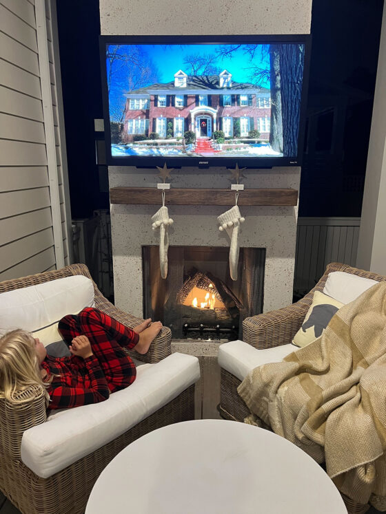 cozy indoor outdoor patio holiday decor