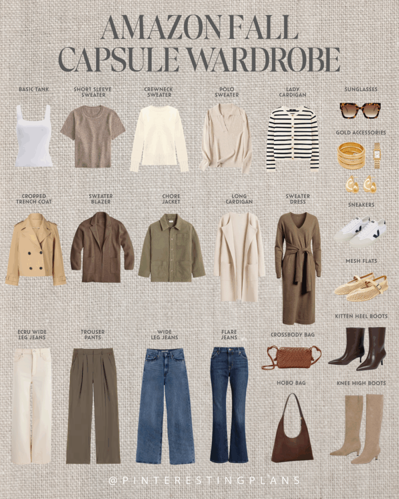 affordable amazon neutral casual fall capsule wardrobe 2025